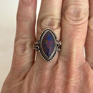 Sterling Silver 925 Marquise Purple Mohave Turquoise Cabochon Ring Sz 5